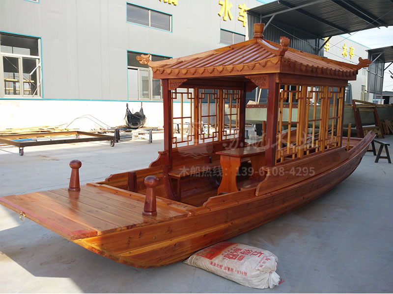 6米傳統單亭船 電動手劃仿古木船