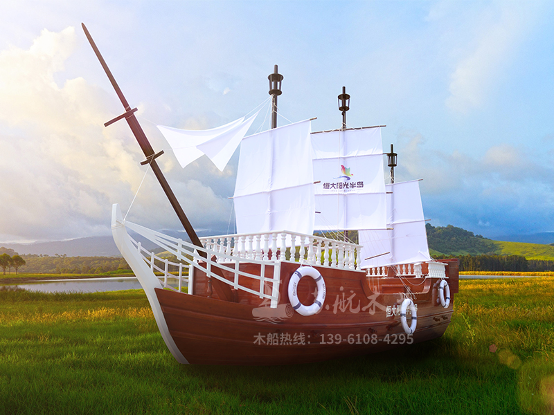 海盜船大型帆船模型木船定制 恒大陽光半島戶外景觀帆船