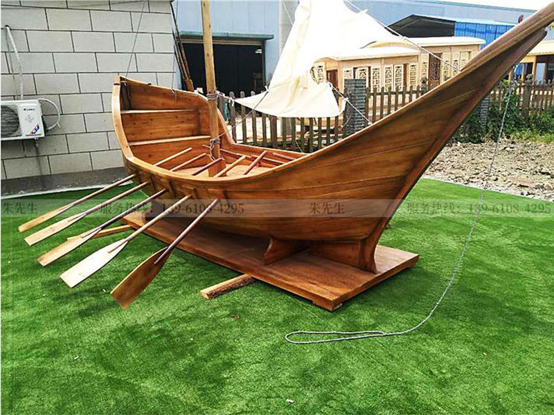 展覽船模型實木工藝定制廠家 商場歐式多人劃槳景觀帆船